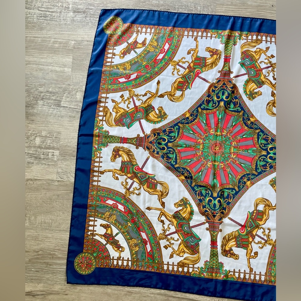 Hermes Paris 100% Silk Scarf with Carousel Horse Pattern - Picture 9 of 12